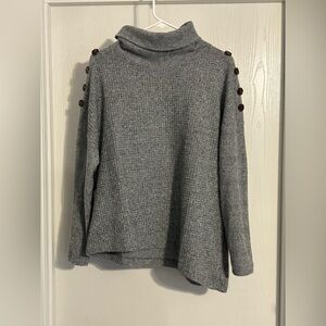 French Laundry | Charcoal Turtleneck Sweater with Button Accents | Size Large